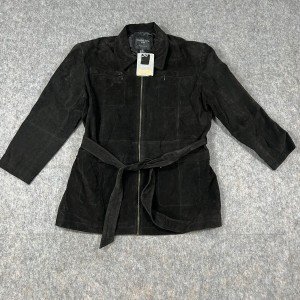 Belted Black Suede Jacket for Women - 2X