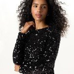 Luz Black Sequin Long Sleeve Mini Dress