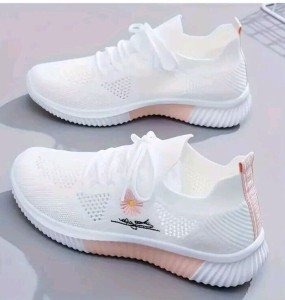  Ladies Athletic White Shoes With  Laces New 