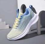 Womens Lightweight Breathable Casual Walking Shoes in Light Yellow & Blue.  NEW.