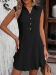 CUPSHE Women's Black Sleeveless V-Neck A-Line Dress