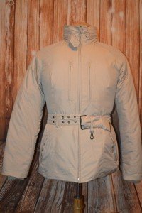 Tommy Hilfiger Beige Puff Belted Winter Coat