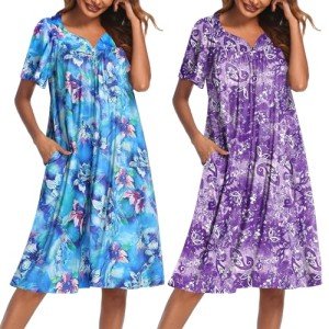 Ekouaer Women’s Floral Print House Dresses with Pockets