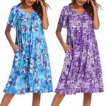 Ekouaer Women’s Floral Print House Dresses with Pockets