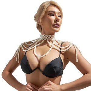 Women's pearl shoulder chain multi-layer sexy beach bikini party shoulder necklace Paris fashion ball chain jewelry accessories