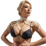 Women's pearl shoulder chain multi-layer sexy beach bikini party shoulder necklace Paris fashion ball chain jewelry accessories
