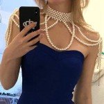 Women's pearl shoulder chain multi-layer sexy beach bikini party shoulder necklace Paris fashion ball chain jewelry accessories
