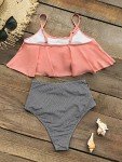 Cupshe Fashion Women Falbala High-waisted Bikini Set (M), Pink Orange