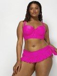 Smart & Sexy womens Plus-size Long Lined Underwire Top fashion bikini sets, Fuchia Sizzle, 38DD US