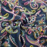 Hanna Nikole Women Fashion High Waisted Bikini Sets Navy Blue Paisley Side Tie Bow High Cut Bottom for Beach Party M