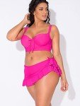 Smart & Sexy womens Plus-size Long Lined Underwire Top fashion bikini sets, Fuchia Sizzle, 38DD US