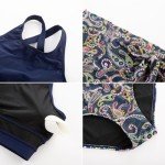 Hanna Nikole Women Fashion High Waisted Bikini Sets Navy Blue Paisley Side Tie Bow High Cut Bottom for Beach Party M