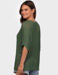 UEU Womens Summer Tops Crochet Short Sleeve Mesh Knit Ribbed Sweater Shirts Beach Swim Wear Cover Ups Sexy Hollow Out Bikini Coverups Spring Fashion Clothes XL Army Green