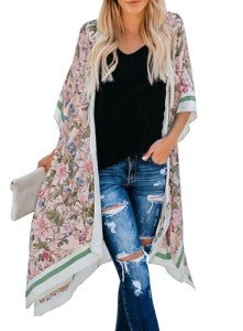 Dokotoo Women' Summer Beach Hawaiian Vacation Resort Wear Cruise Outfits Long Boho Clothes Fashion Bathing Suit Bikini Kimonos Swimwear Swimsuit Coverup Cover Ups for Women Kimono Cardigans Black