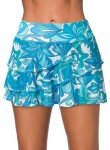Aleumdr Women's 2025 Fashion Three Layered Swim Skirted Built-in Bikini Swim Bottom Swimdress Sky Blue Printed XX-Large