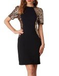 Black and Gold Bodycon Sequin Dress for Parties