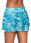 Aleumdr Women's 2025 Fashion Three Layered Swim Skirted Built-in Bikini Swim Bottom Swimdress Sky Blue Printed XX-Large