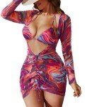 Pinup Fashion 3 Piece Swimsuits Women Red Colorful Bathing Suit with Cover Up Set Sexy Bikini with Mesh Coverup S-XL