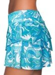 Aleumdr Women's 2025 Fashion Three Layered Swim Skirted Built-in Bikini Swim Bottom Swimdress Sky Blue Printed XX-Large