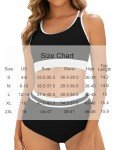 Arolina Women's High Waisted Bikini Sets Sporty Two Piece Swimsuits Fashion Full Coverage Bathing Suits Black/White M
