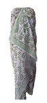 Cotton Sarong Indian Hand Block Print Handmade Scarf Sarong for Women's Summer Sexy Bikini Beach Cover Up Soft Voile Fabric Fashion Sarong Light Green