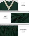 Pinup Fashion Swim Cover-up Plus Size Women Lace V Neck Green Drawstring Swimsuit Bikini Coverup Dress 14W-22W