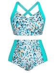 Hanna Nikole Womens Plus Size Beach Fashion Bikini Sets Womens 2024 Modest Bikini Sets Leopard Print M