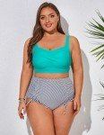 Hanna Nikole Two Piece Bikini Swimsuits for Women Plus Size Fashion Cute Womens Bikini Sets Blue and Stripes 14 Plus
