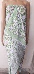 Cotton Sarong Indian Hand Block Print Handmade Scarf Sarong for Women's Summer Sexy Bikini Beach Cover Up Soft Voile Fabric Fashion Sarong Light Green