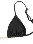 seamoly Women's Swimsuit Ruched Padding Beaded 2 Piece Bikini Set Tie Side Sexy High Cut Thong Fashion Swimwear Black X-Large