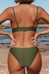 Cupshe Fashion Women's Solid Color Sexy Triangle Bikini Set Padded Swimsuit Beach Swimwear ,Army Green,Large