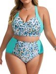 Hanna Nikole Womens Plus Size Beach Fashion Bikini Sets Womens 2024 Modest Bikini Sets Leopard Print M