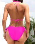 Pinup Fashion 3 Piece Bikini Sets Women Hot Pink Bathing Suit Cover Up Set Sexy Cutout 3PC Swimsuit S-XL