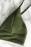 Cupshe Fashion Women's Solid Color Sexy Triangle Bikini Set Padded Swimsuit Beach Swimwear ,Army Green,Large