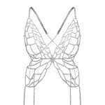 Florry Sexy Rhinestone Body Chain Bra Silver Butterfly Hollow Out Top Beach Bikini Fashion Body Chains Jewelry for Women and Girls