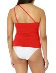 La Blanca Womens Island Goddess One Shoulder Keyhole Tankini Swimsuit Fashion Bikini Tops, Cherry, 8 US