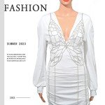 Florry Sexy Rhinestone Body Chain Bra Silver Butterfly Hollow Out Top Beach Bikini Fashion Body Chains Jewelry for Women and Girls