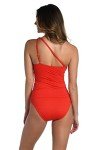 La Blanca Womens Island Goddess One Shoulder Keyhole Tankini Swimsuit Fashion Bikini Tops, Cherry, 8 US
