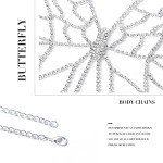 Florry Sexy Rhinestone Body Chain Bra Silver Butterfly Hollow Out Top Beach Bikini Fashion Body Chains Jewelry for Women and Girls