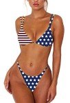 2piece Sexy Stars and Stripes Bikini Swimsuits for Womens/Teen Girls,Halter Bikini Tops and Hight Wasit Bottom Triangle Bikini for Ladies Fashion (S, Stars and Stripes)