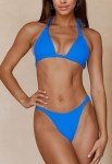 Ayakan Women's Blue Bikini Cute Bikinis Sets Halter Textured Triangle Swimsuit O-Ring Push Up Swimwear Fashion Beach Wear(Blue,S)