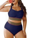 Hanna Nikole Womens Plus Size Beach Fashion Bikini Sets Womens 2024 Modest Bikini Sets Navy Blue 20 Plus
