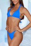 Ayakan Women's Blue Bikini Cute Bikinis Sets Halter Textured Triangle Swimsuit O-Ring Push Up Swimwear Fashion Beach Wear(Blue,S)