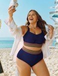 Hanna Nikole Womens Plus Size Beach Fashion Bikini Sets Womens 2024 Modest Bikini Sets Navy Blue 20 Plus