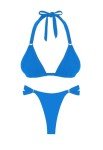 Ayakan Women's Blue Bikini Cute Bikinis Sets Halter Textured Triangle Swimsuit O-Ring Push Up Swimwear Fashion Beach Wear(Blue,S)