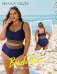 Hanna Nikole Womens Plus Size Beach Fashion Bikini Sets Womens 2024 Modest Bikini Sets Navy Blue 20 Plus