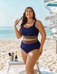Hanna Nikole Womens Plus Size Beach Fashion Bikini Sets Womens 2024 Modest Bikini Sets Navy Blue 20 Plus