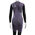 Formery Women Sexy See Through Mesh Cover Ups Rhinestone Beach Bikini Swimsuit Sleeveless Cover Up Sheer Fishnet Midi Dress Fashion Rave Festival Cover Up for Women and Girls(Purple)
