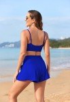 Pink Queen Women's Summer Trendy 2 Piece Bathing Suits Retro Boyshort Swimsuit Empire Waist Bikini with Bottom Fashion Pool Party Swimwear with Pockets Sapphire Blue L