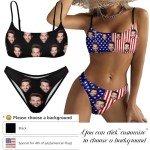 DIYKST Women Swimsuit Stripe Bikini with Face Personalized Bathing Suit (Fashion, Low Rise, V-Neck, Padded, Non-Adjustable Strap, XS-5XL)